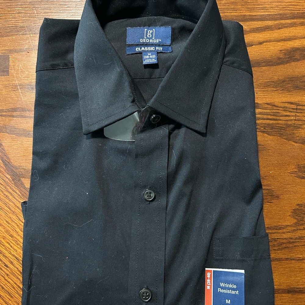 George Men's Black Wrinkle-Resistant Dress Shirt